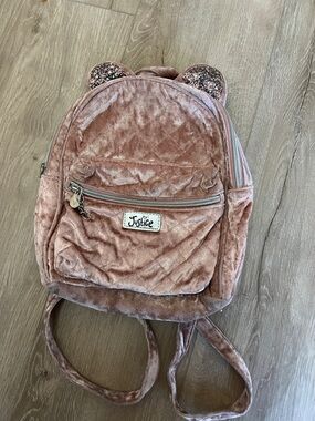 Justice Velvet Mauve-Pink Mini Backpack with Sparkle Ear Accents